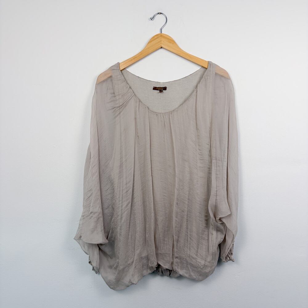 Piazza Roma Sheer Blouse Gray XL